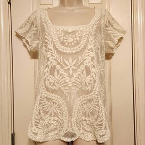 💕NWT Jessica Simpson Kinley Ivory Floral Lace Top Medium